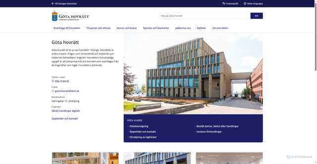 Security scan screenshot of https://www.domstol.se/gota-hovratt/