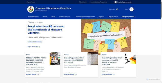 Security scan screenshot of https://www.comune.montorsovicentino.vi.it/