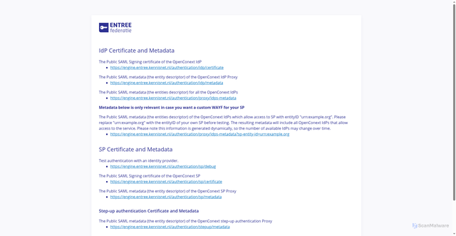 Security scan screenshot of https://engine.entree.kennisnet.nl