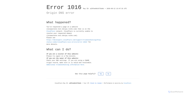 Security scan screenshot of https://locawareone.test.dexips.roche.com