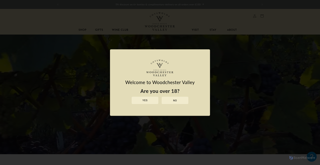 Security scan screenshot of https://woodchestervalleyvineyard.co.uk
