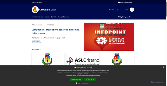 Security scan screenshot of https://www.comune.uras.or.it