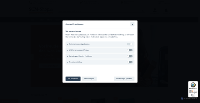 Security scan screenshot of https://scm-shop.de
