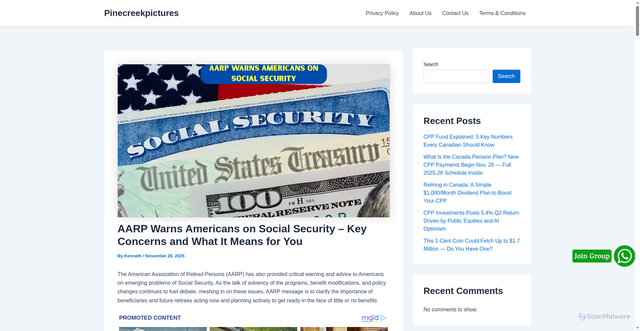 Security scan screenshot of https://pinecreekpictures.com.au/comcast-vendor-data-breach/