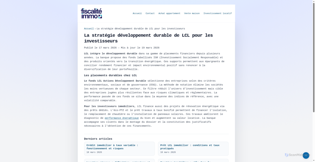 Security scan screenshot of https://fiscaliteimmo.fr/lcl-et-le-developpement-durable-quelle-strategie.php