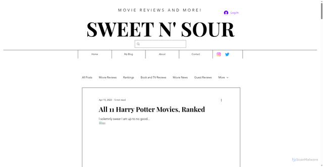 Security scan screenshot of https://www.sweetandsourreviews.com/post/all-11-harry-potter-movies-ranked