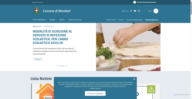 Security scan screenshot of https://www.comune.mondovi.cn.it/