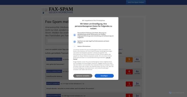 Security scan screenshot of https://fax-spam.de