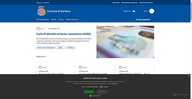 Security scan screenshot of https://www.comune.garlasco.pv.it