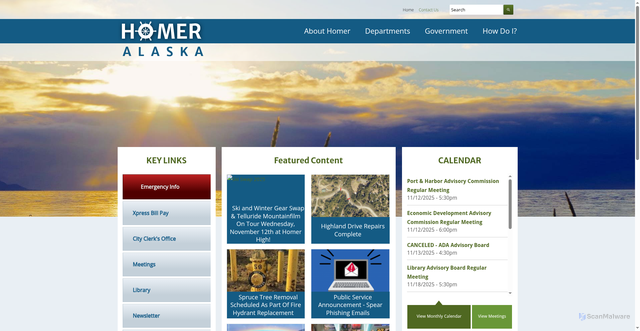Security scan screenshot of https://www.cityofhomer-ak.gov/