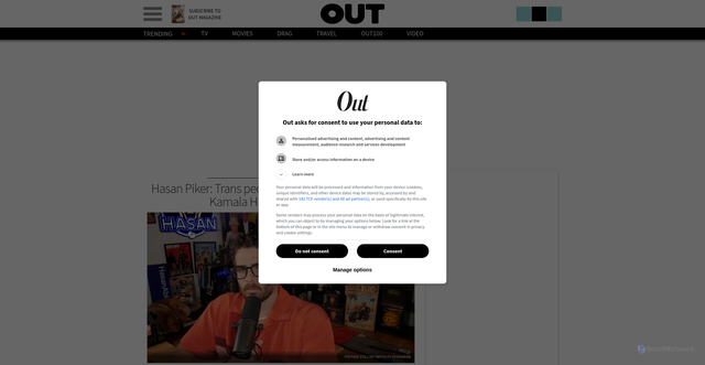 Security scan screenshot of https://www.out.com/media/hasan-piker-trans-people-kamala-harris