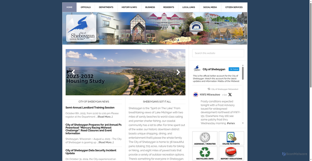 Security scan screenshot of https://www.sheboyganwi.gov/