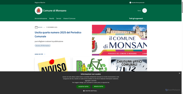Security scan screenshot of https://www.comune.monsano.an.it/it