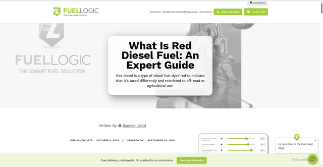 Security scan screenshot of https://www.fuellogic.net/what-is-red-diesel-fuel/