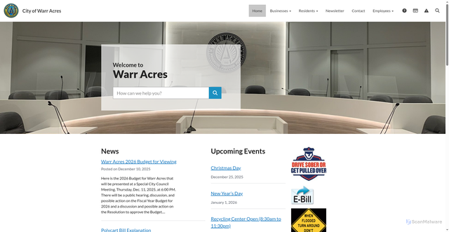 Security scan screenshot of https://www.warracres-ok.gov/
