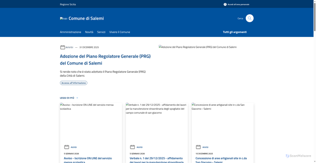 Security scan screenshot of https://www.comune.salemi.trapani.it/it