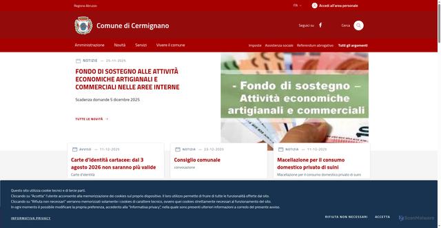 Security scan screenshot of https://www.comune.cermignano.te.it/