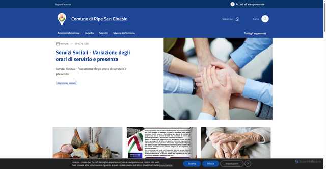 Security scan screenshot of https://www.comune.ripesanginesio.mc.it/