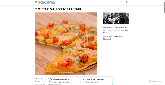 Security scan screenshot of https://tipherorecipes.com/mexican-pizza/