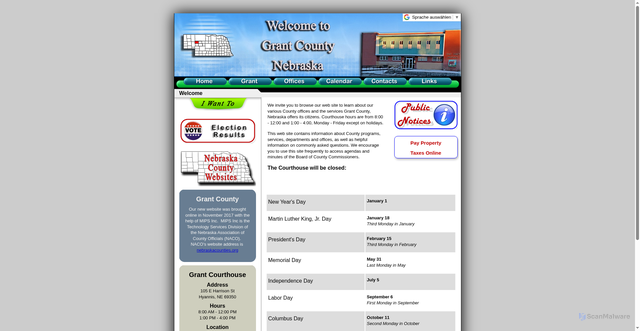 Security scan screenshot of https://grantcountyne.gov/