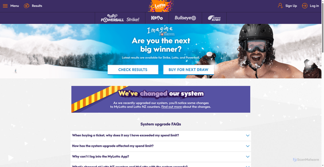 Security scan screenshot of https://mylotto.co.nz/