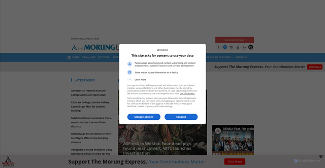 Security scan screenshot of https://www.morungexpress.com