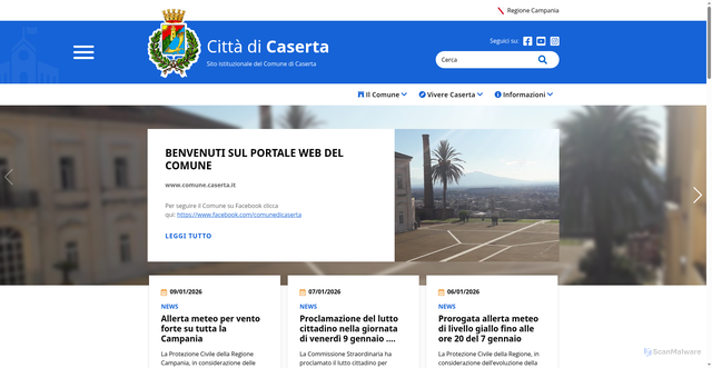 Security scan screenshot of https://www.comune.caserta.it/