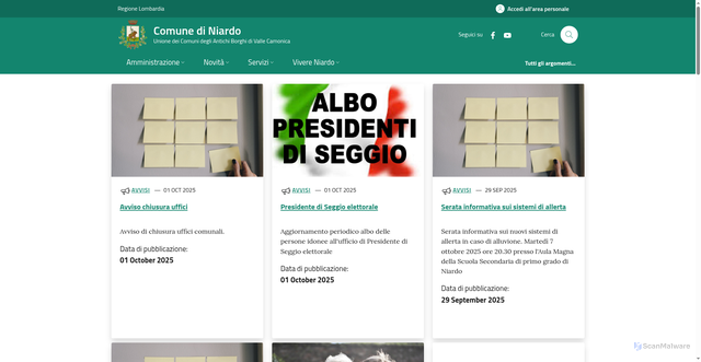Security scan screenshot of https://www.comune.niardo.bs.it/