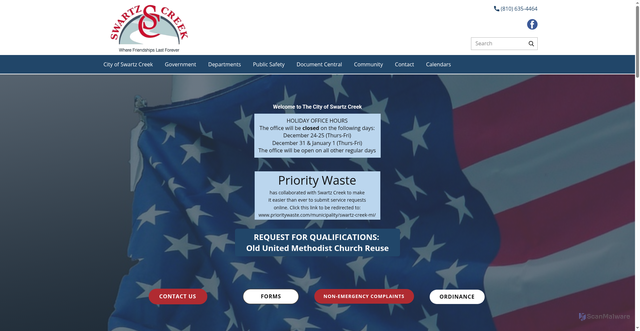Security scan screenshot of https://cityofswartzcreekmi.gov/