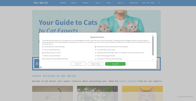 Security scan screenshot of https://cat-world.com/