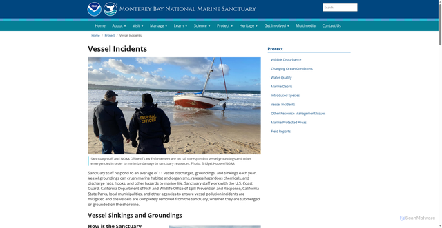Security scan screenshot of https://montereybay.noaa.gov/resourcepro/resmanissues/vessels.html