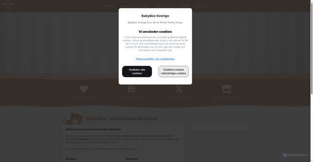 Security scan screenshot of https://babybox.se