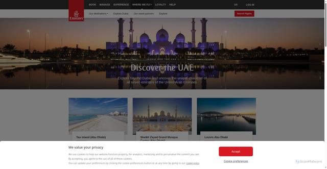 Security scan screenshot of https://www.emirates.com/us/english/discover-dubai/uae-sightseeing/
