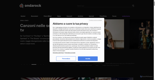 Security scan screenshot of https://ondarock.it