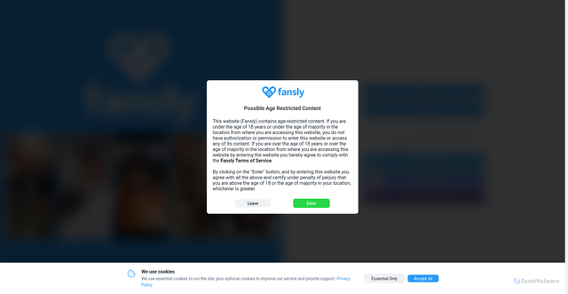 Security scan screenshot of https://fansly.com