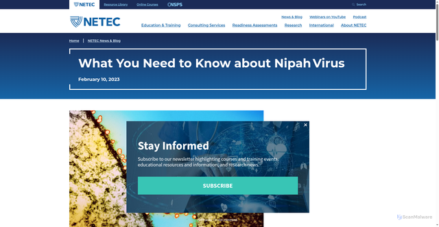 Security scan screenshot of https://netec.org/2023/02/10/what-you-need-to-know-about-nipah-virus/