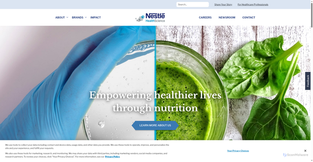 Security scan screenshot of https://www.nestlehealthscience.us/