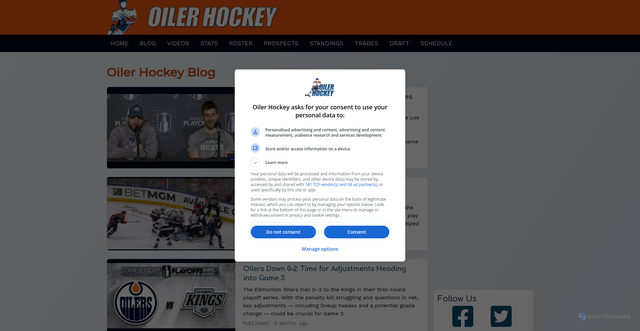 Security scan screenshot of https://oilerhockey.com/blog