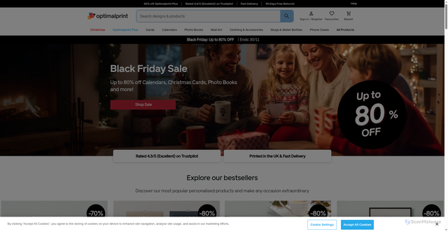 Security scan screenshot of https://www.optimalprint.co.uk/