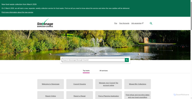 Security scan screenshot of https://www.stevenage.gov.uk/