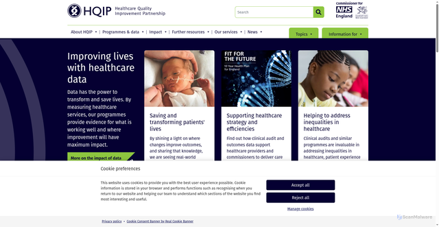 Security scan screenshot of https://hqip.org.uk