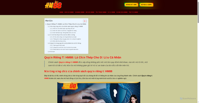 Security scan screenshot of https://hm88game.online/quyen-rieng-tu-hm88/