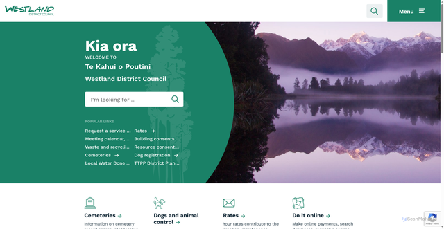 Security scan screenshot of https://www.westlanddc.govt.nz/