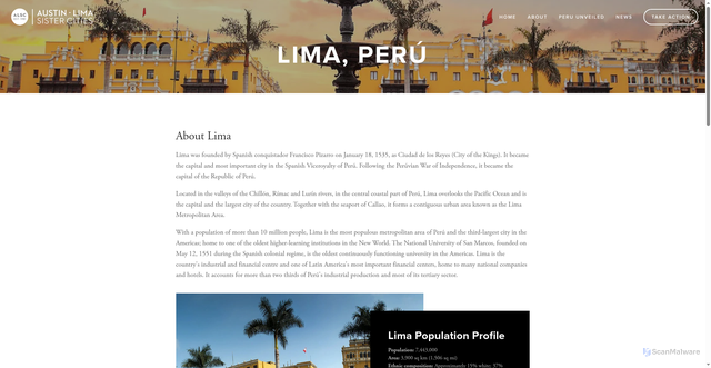 Security scan screenshot of https://www.austinlimasistercities.org/about-lima