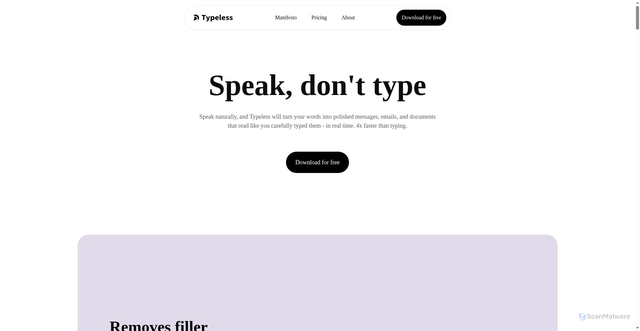 Security scan screenshot of https://typeless.com