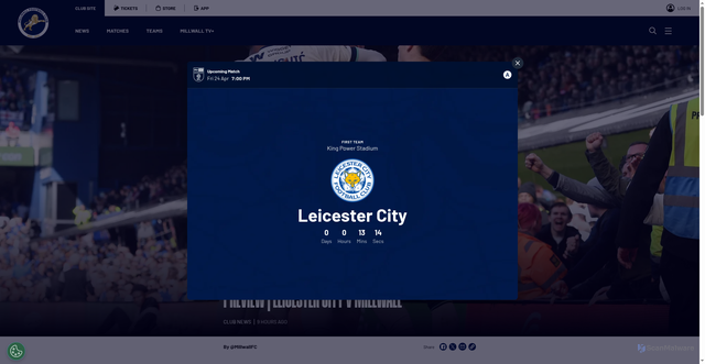 Security scan screenshot of https://www.millwallfc.co.uk/news/2026/april/24/preview---leicester-city-v-millwall/