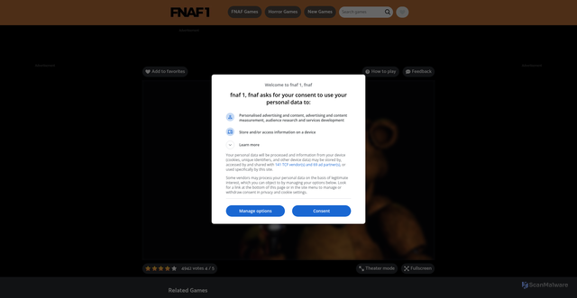 Security scan screenshot of https://fnaf1.io