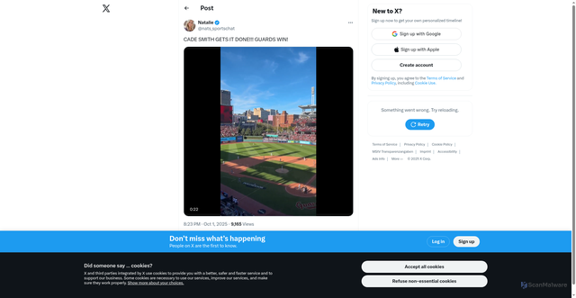 Security scan screenshot of https://x.com/nats_sportschat/status/1973483885838344636