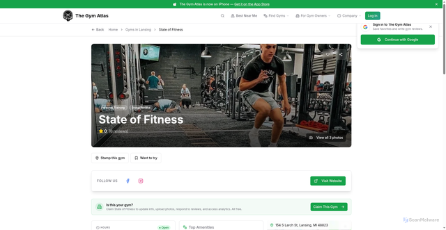 Security scan screenshot of https://thegymatlas.com/gym/state-of-fitness