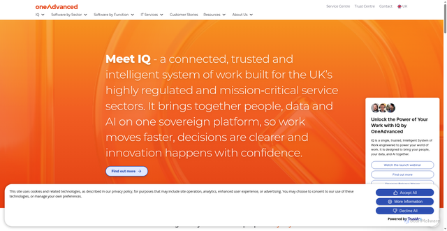 Security scan screenshot of https://www.oneadvanced.com